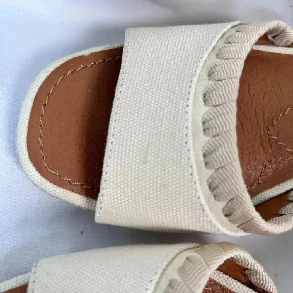 Lucky Brand Size 9.5 Espadrille Platform Sandal Ivory Cork Party